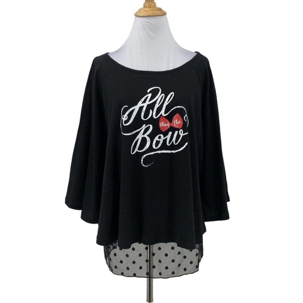 Disney Minnie Mouse Top Women XL Extra Large All About The Bow Mesh Caplet.